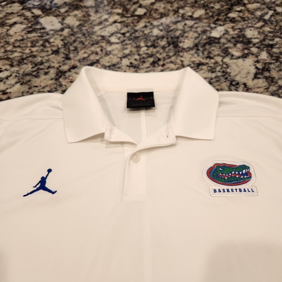 Jordan Men's Florida Gators Basketball White Polo with Blue Embroidered Logo - Picture 1 of 6